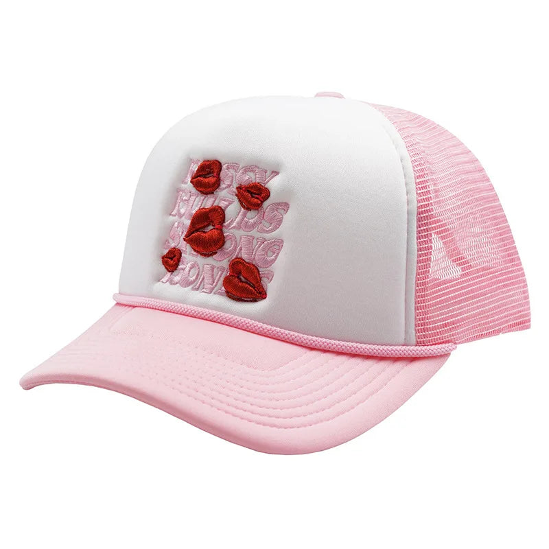 American Style Letters Lip Embroidered Baseball Hats