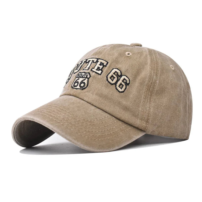 Baseball Cap Washed Cotton Letter ROUTE 66 Embroidery