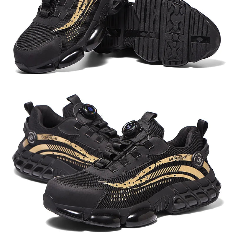 Rotary Buckle Work Sneakers Steel Toe Shoes