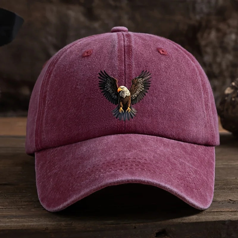 A winged eagle print baseball cap