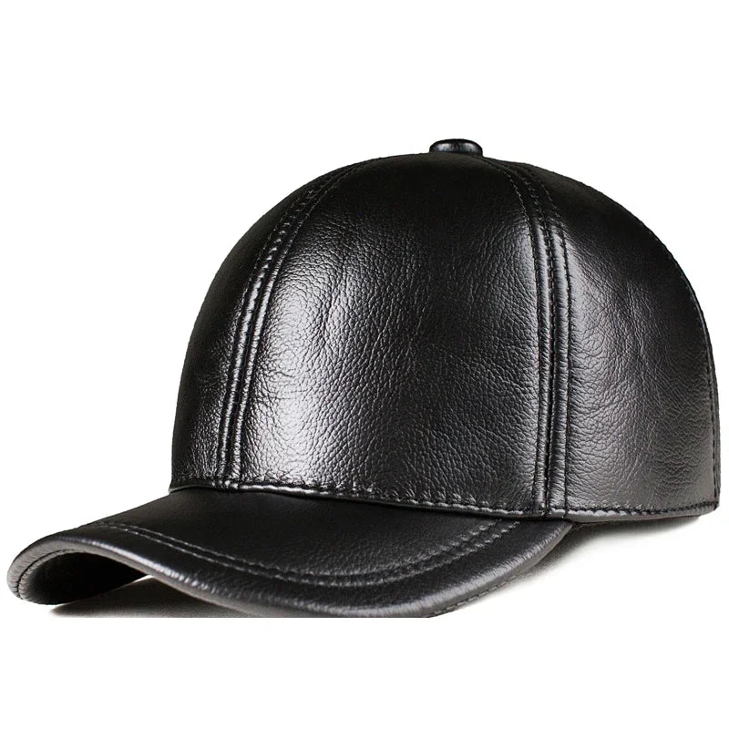 Spring genuine leather baseball cap