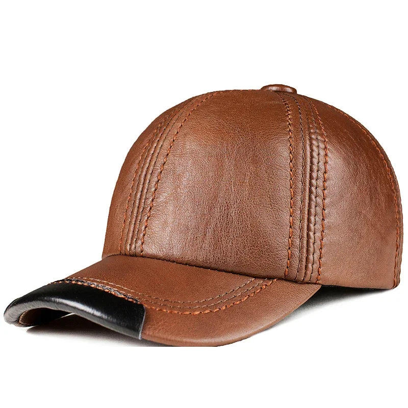 Spring genuine leather baseball cap