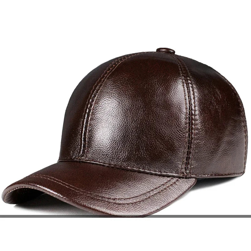 Spring genuine leather baseball cap