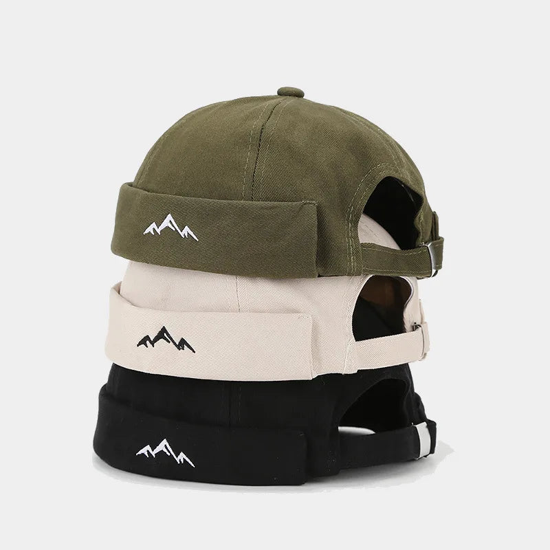 New INS Style Mountain Embroidery Vintage Round Top Hip-Hop Hat
