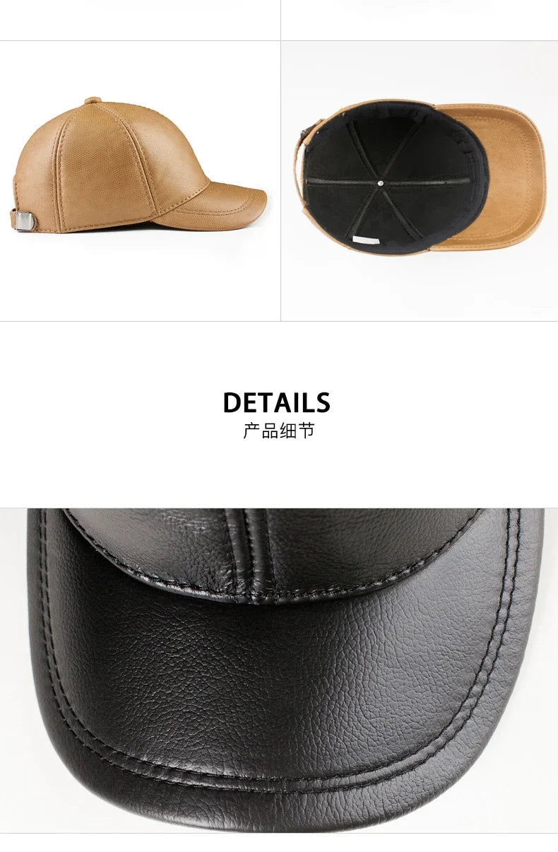Spring genuine leather baseball cap