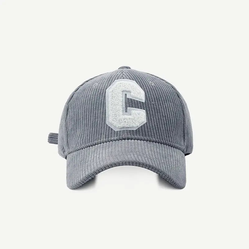 Corduroy Letter C Autumn Winter Baseball Cap