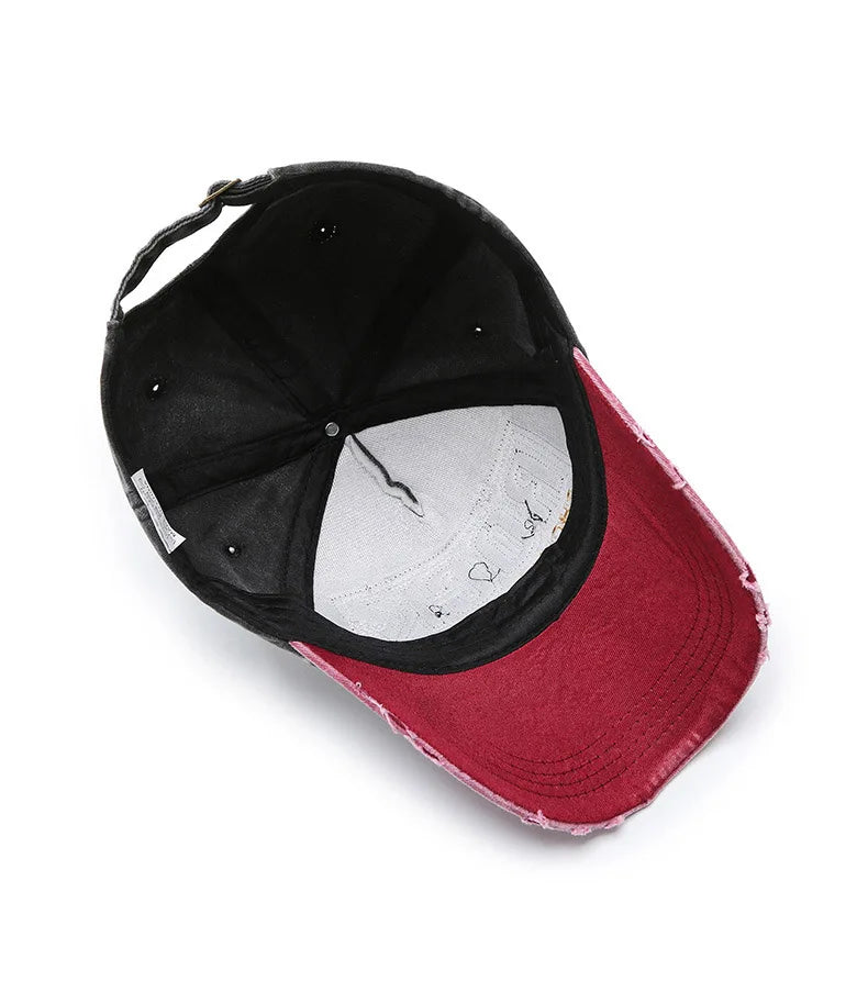 Korean version washed letters spring denim baseball cap