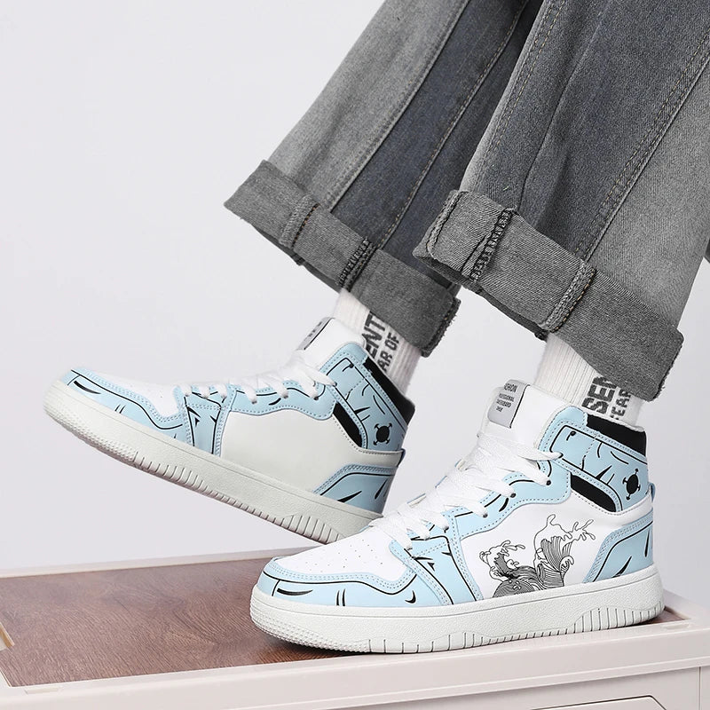 Sneakers Men High-top Flat Leather Shoes