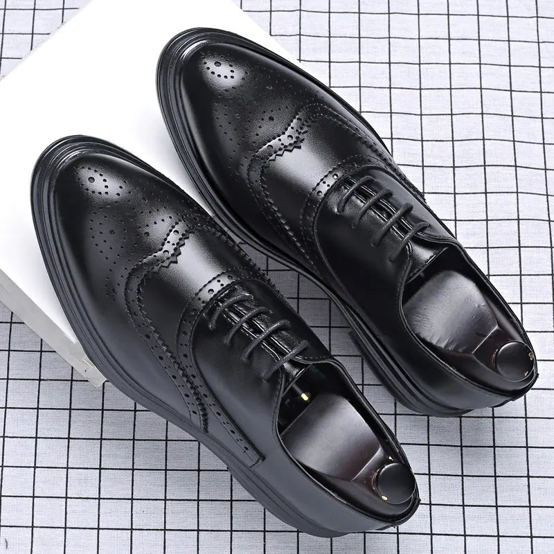 Men's Business Leather Brogue Shoes for Autumn & Winter