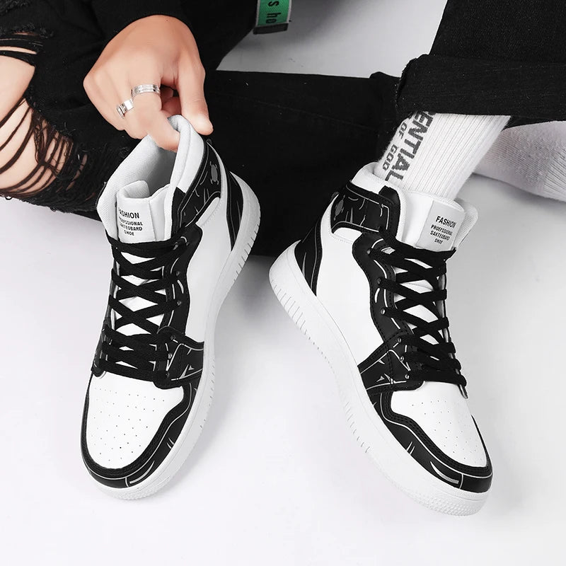Sneakers Men High-top Flat Leather Shoes