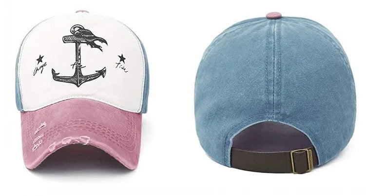 Vintage Style The Pirate Ships Anchor Printing Adjustable Washed Baseball Cap