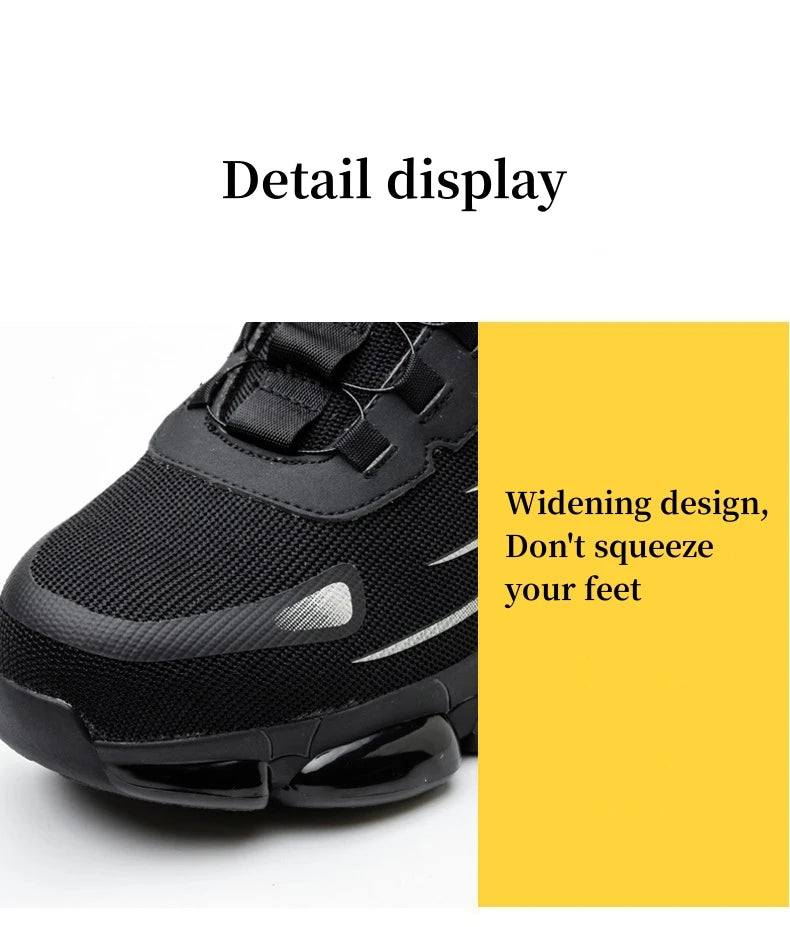 Rotary Buckle Work Sneakers Steel Toe Shoes