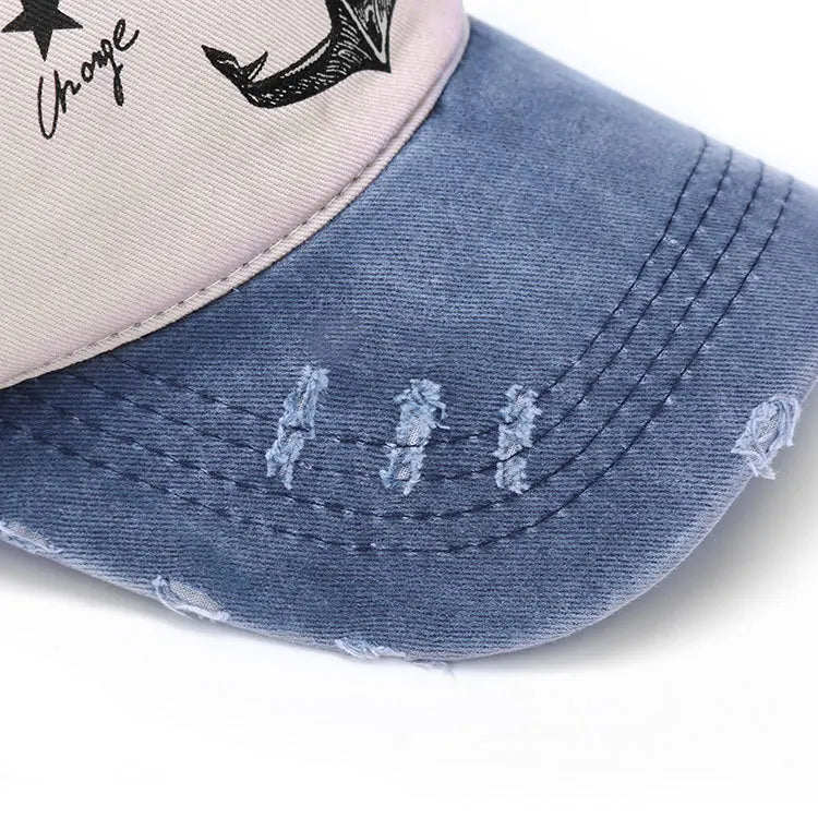 Vintage Style The Pirate Ships Anchor Printing Adjustable Washed Baseball Cap