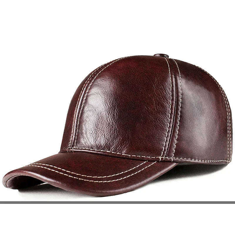 Spring genuine leather baseball cap
