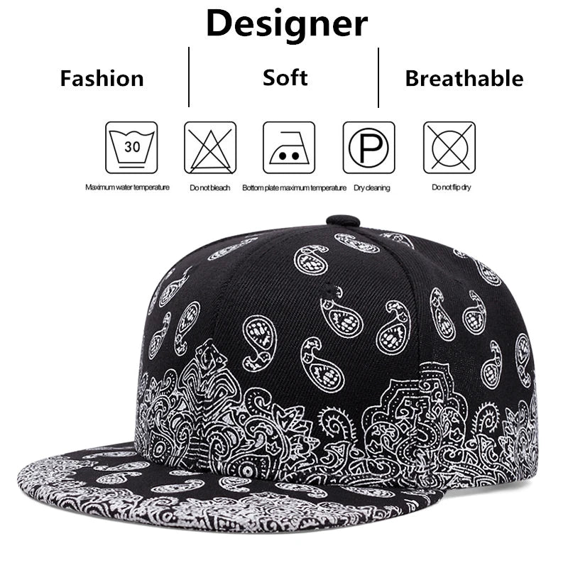 2024 New Fashion Flower Printing Snapback Cap
