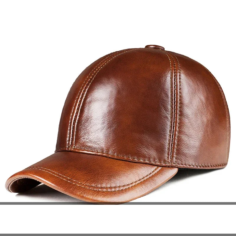 Spring genuine leather baseball cap