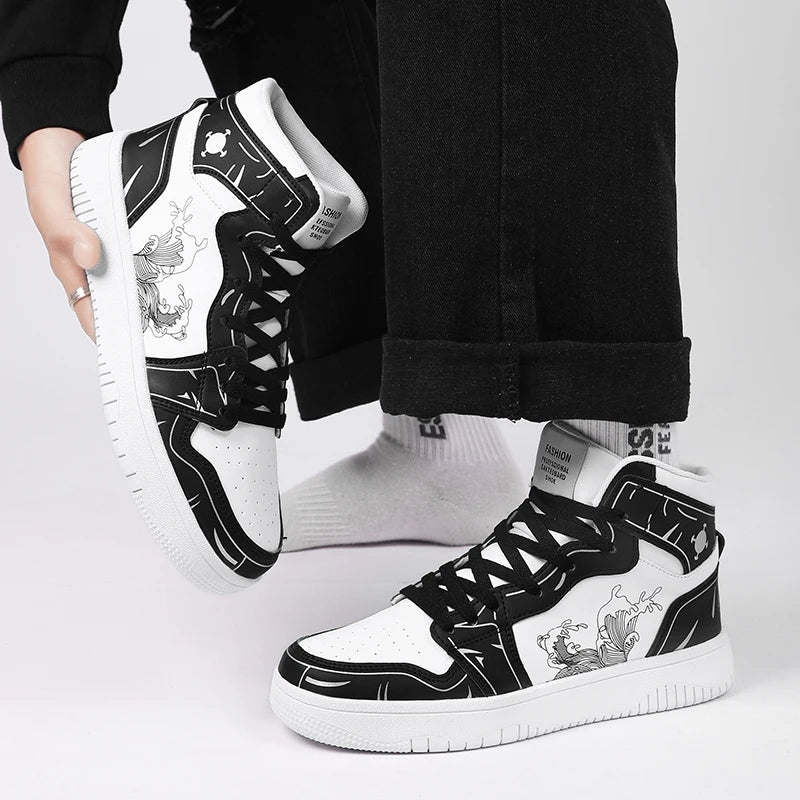 Sneakers Men High-top Flat Leather Shoes