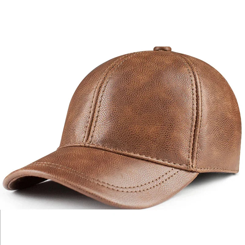 Spring genuine leather baseball cap