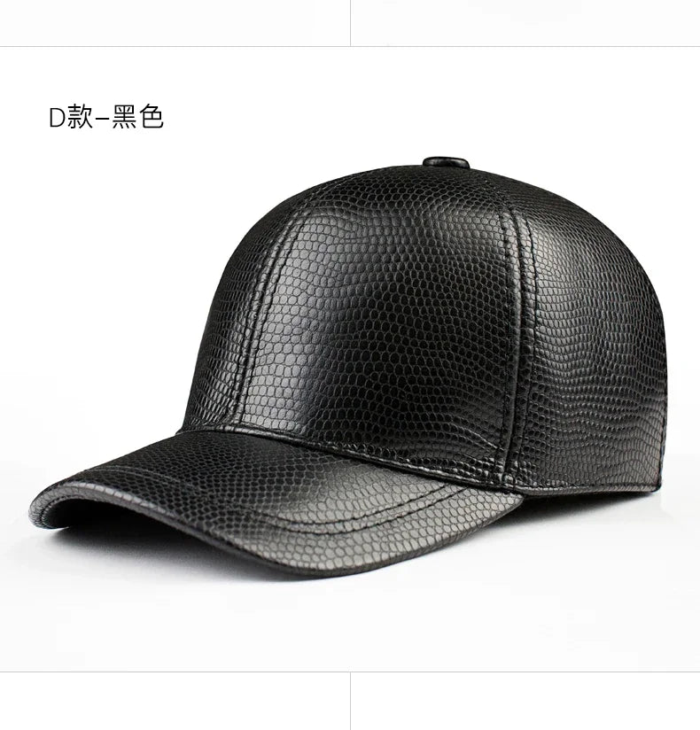 Spring genuine leather baseball cap
