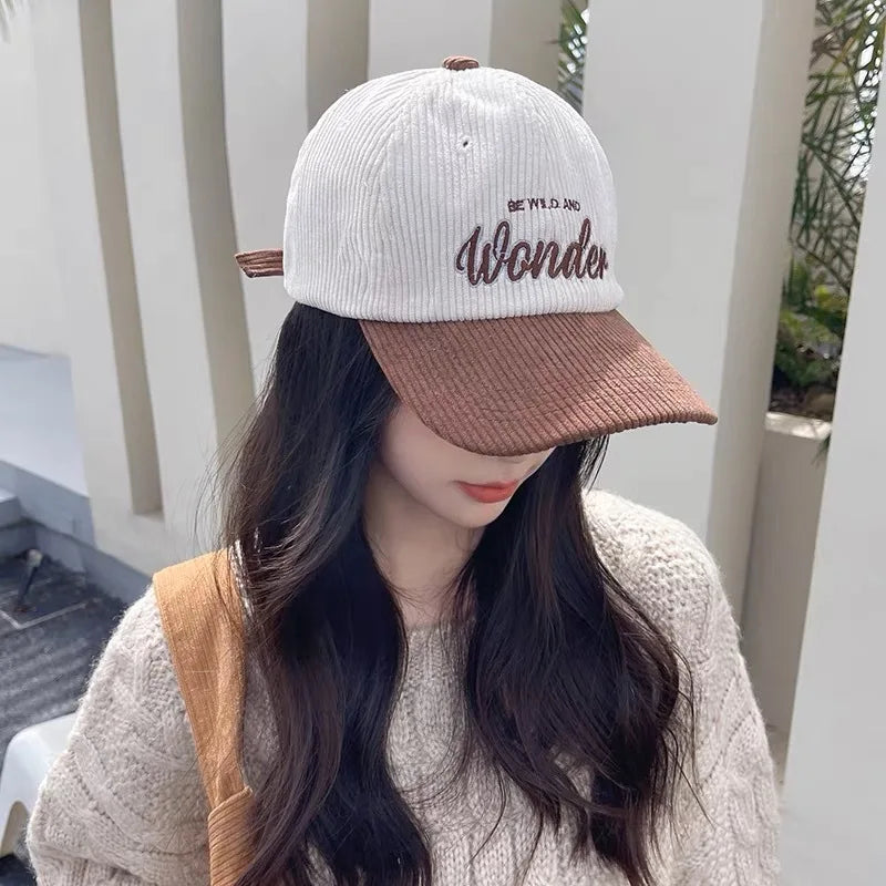 Corduroy Letter C Autumn Winter Baseball Cap