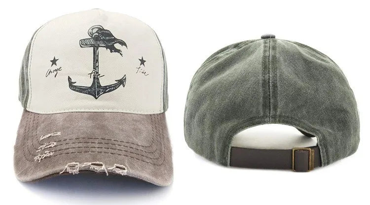 Vintage Style The Pirate Ships Anchor Printing Adjustable Washed Baseball Cap