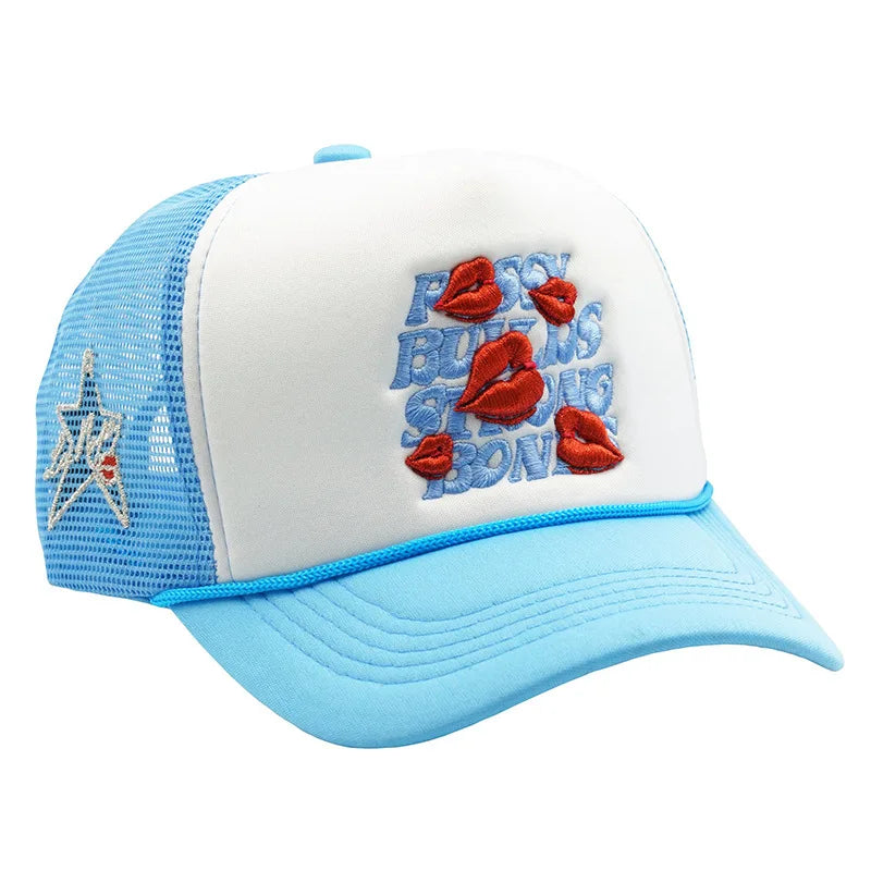 American Style Letters Lip Embroidered Baseball Hats