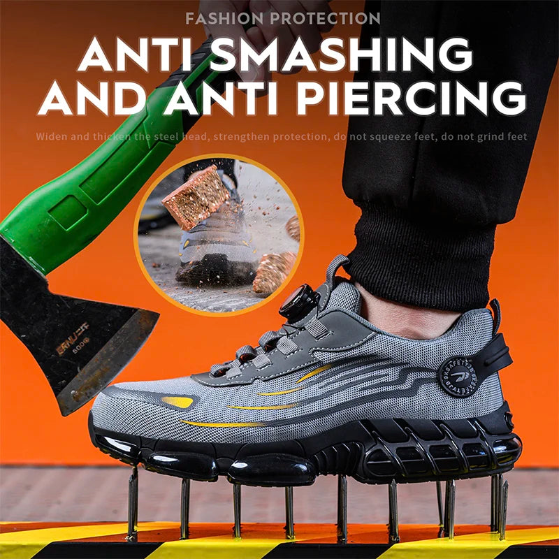 Rotary Buckle Work Sneakers Steel Toe Shoes