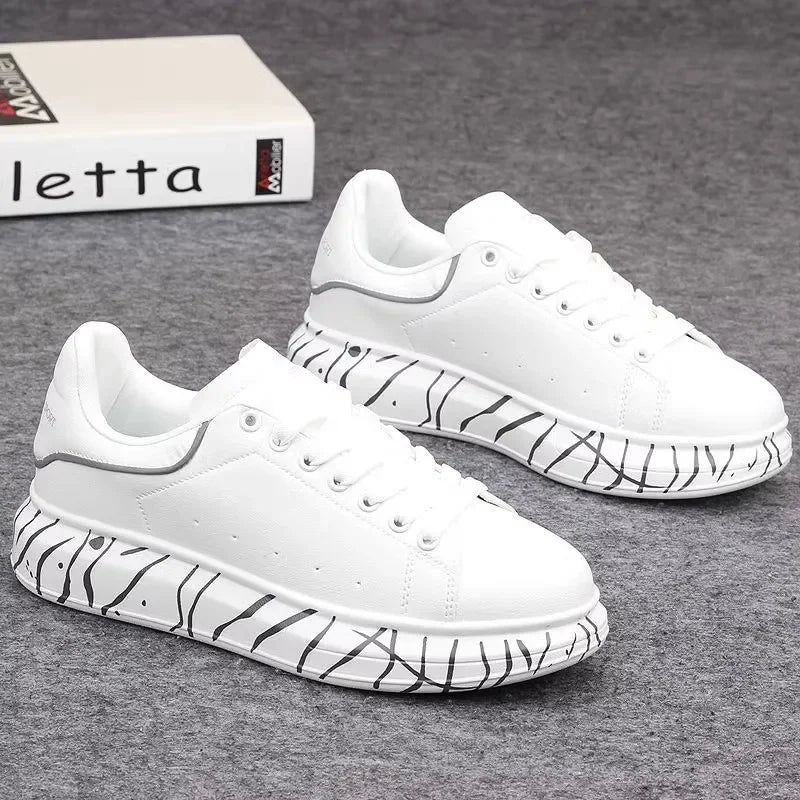 leisure thick-soled women's white shoes