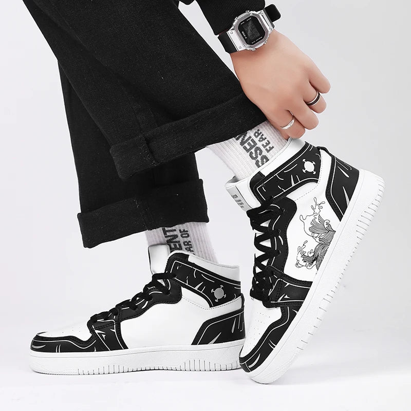 Sneakers Men High-top Flat Leather Shoes