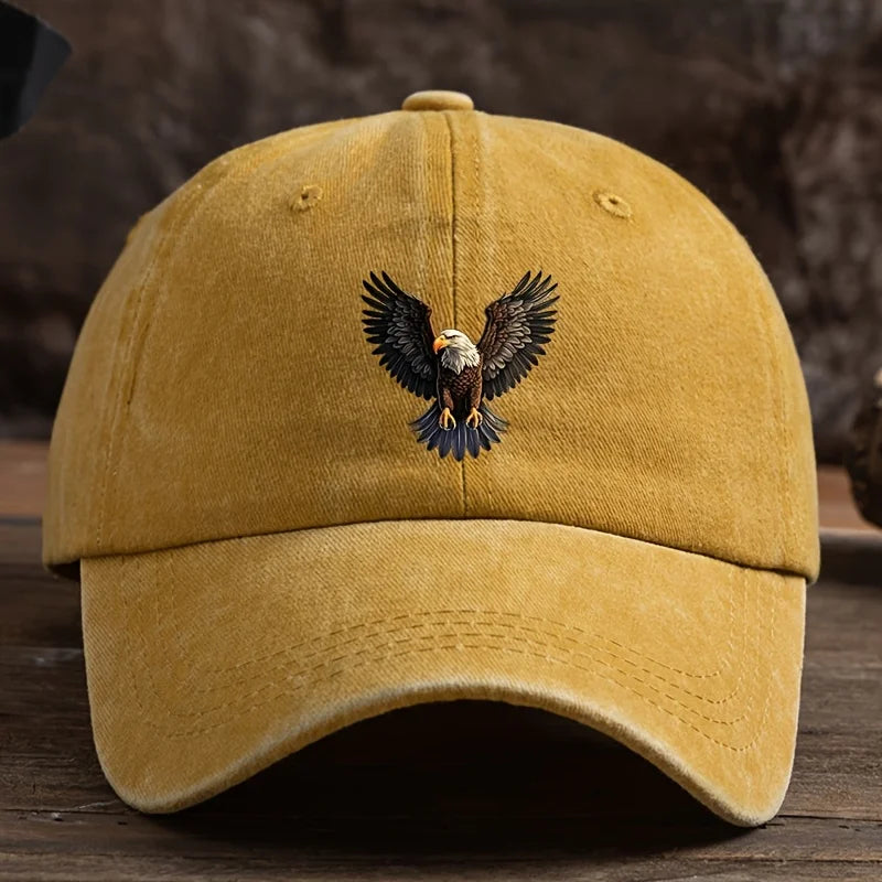 A winged eagle print baseball cap