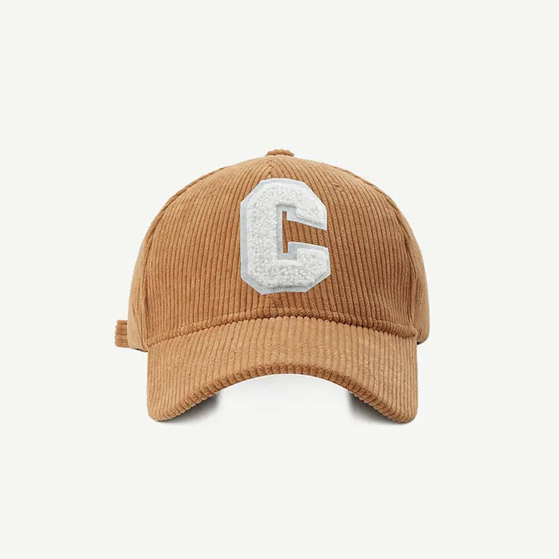 Corduroy Letter C Autumn Winter Baseball Cap