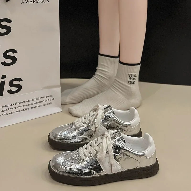 Women Leather Outdoor Walking Sneakers