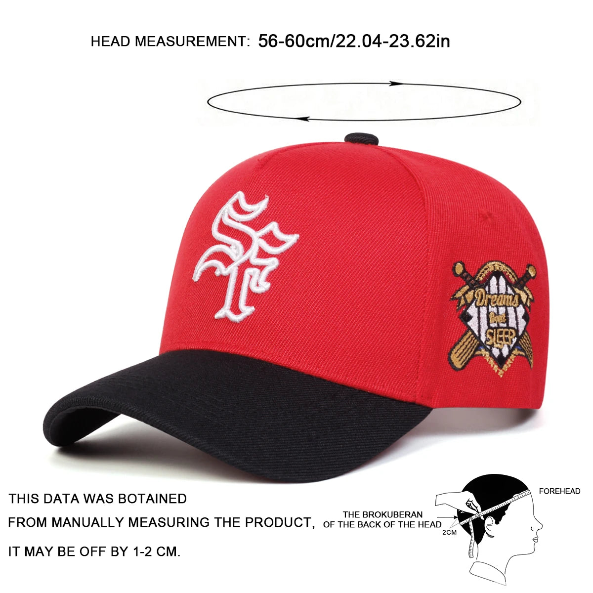 Unisex Gothic SF Letter Embroidery Baseball Caps