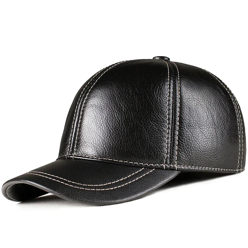 Spring genuine leather baseball cap