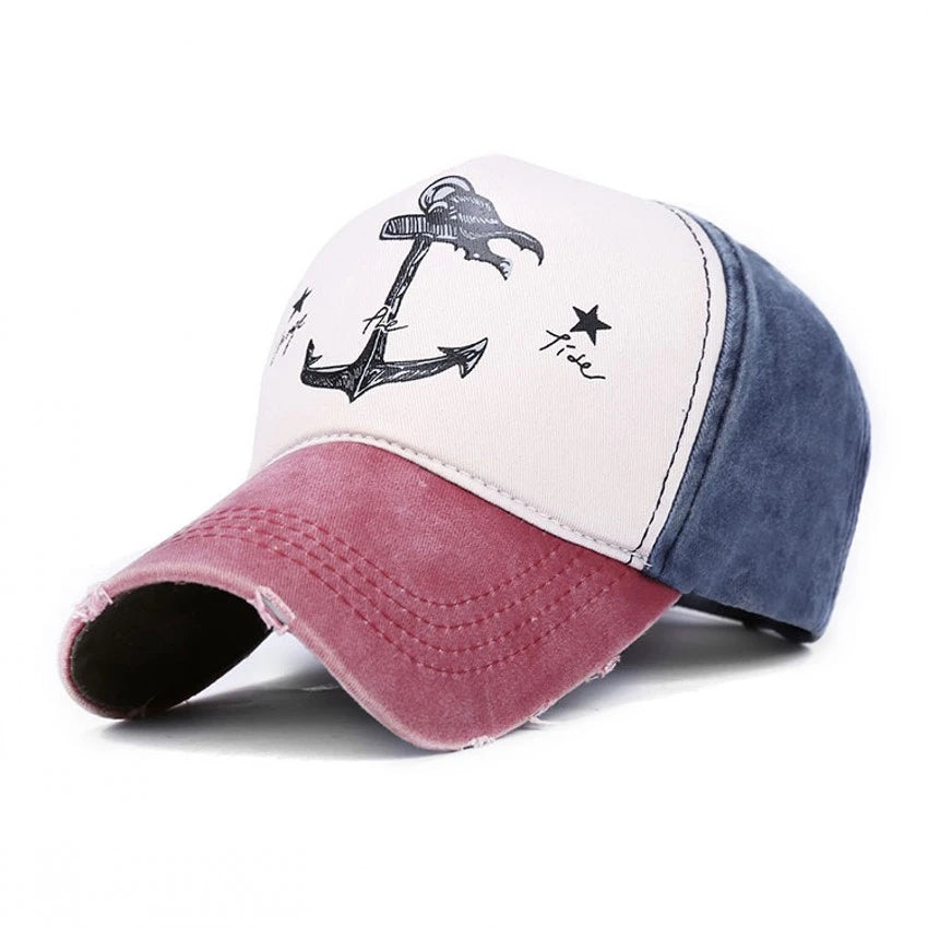 Vintage Style The Pirate Ships Anchor Printing Adjustable Washed Baseball Cap