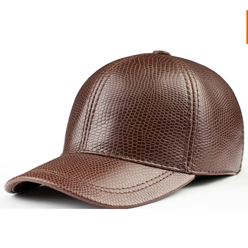 Spring genuine leather baseball cap