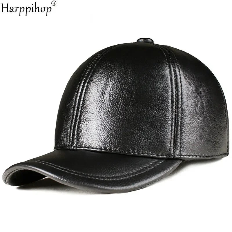 Spring genuine leather baseball cap
