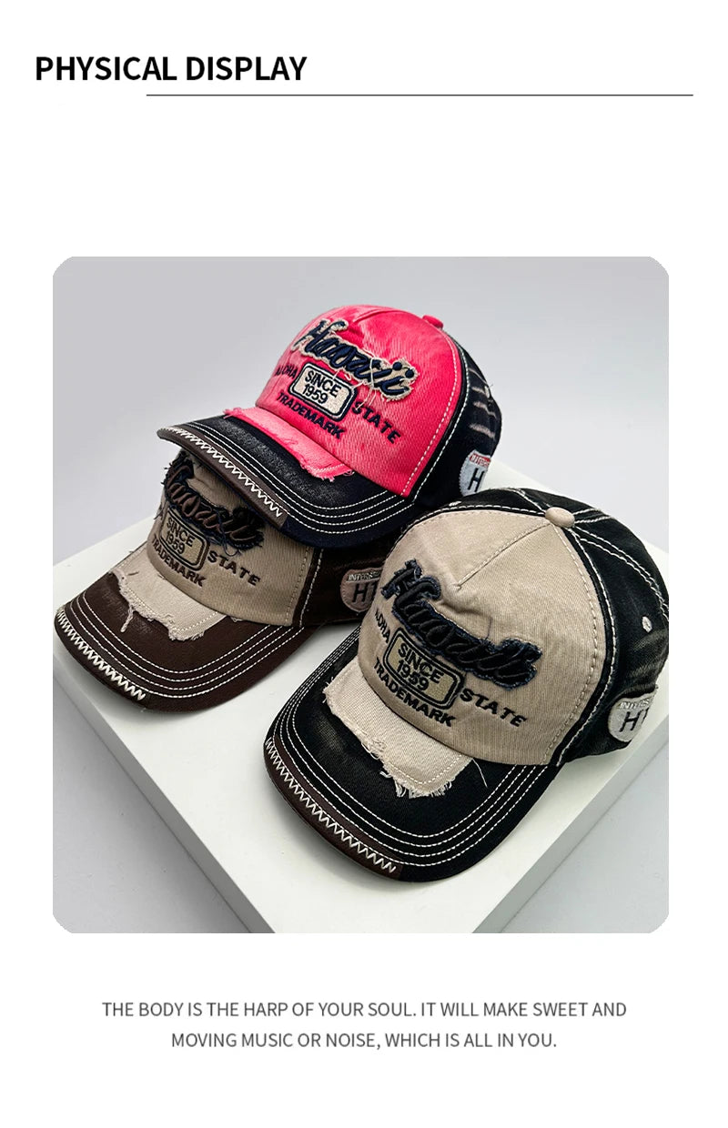 Korean Vintage Washing Men Women Baseball Hats