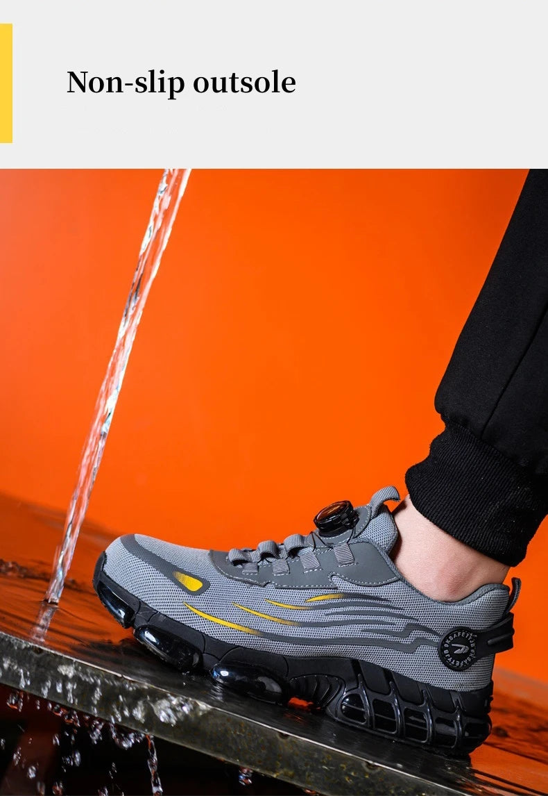 Rotary Buckle Work Sneakers Steel Toe Shoes