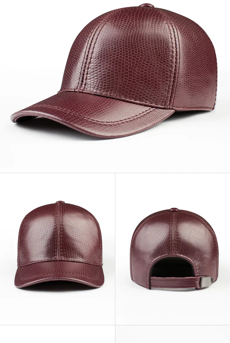 Spring genuine leather baseball cap