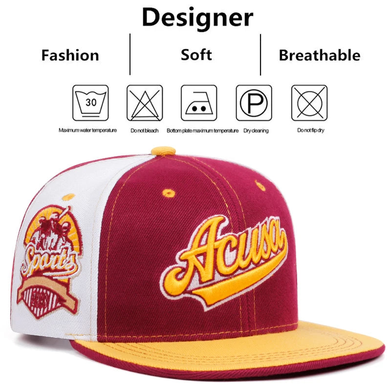 Fashion Acusa Embroidered Men's Color Block Cap