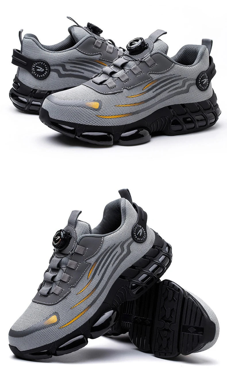 Rotary Buckle Work Sneakers Steel Toe Shoes