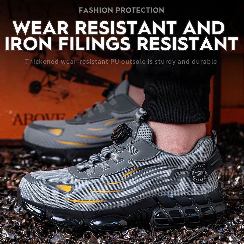 Rotary Buckle Work Sneakers Steel Toe Shoes
