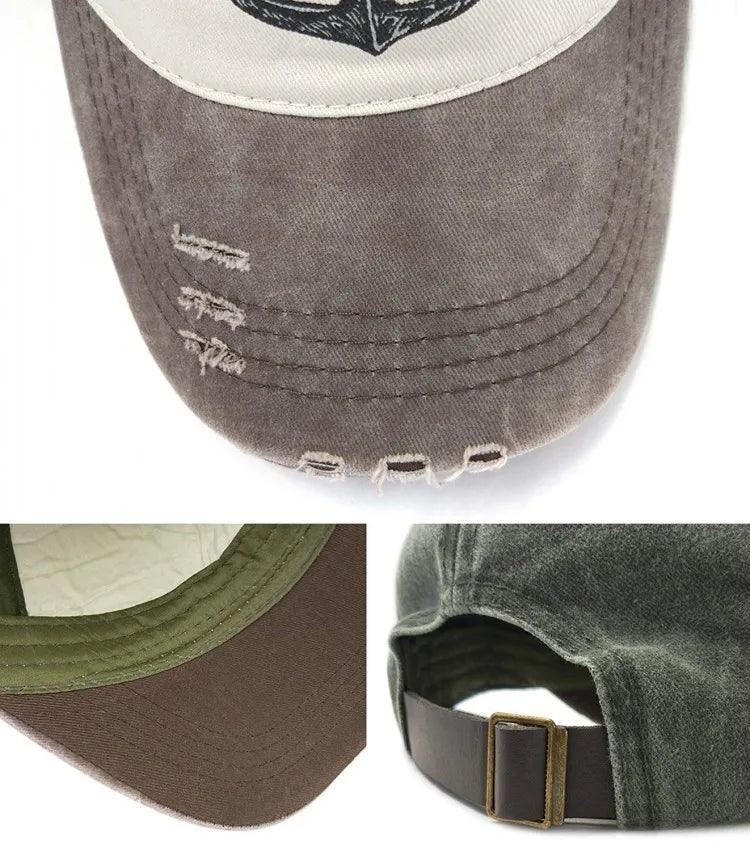 Vintage Style The Pirate Ships Anchor Printing Adjustable Washed Baseball Cap