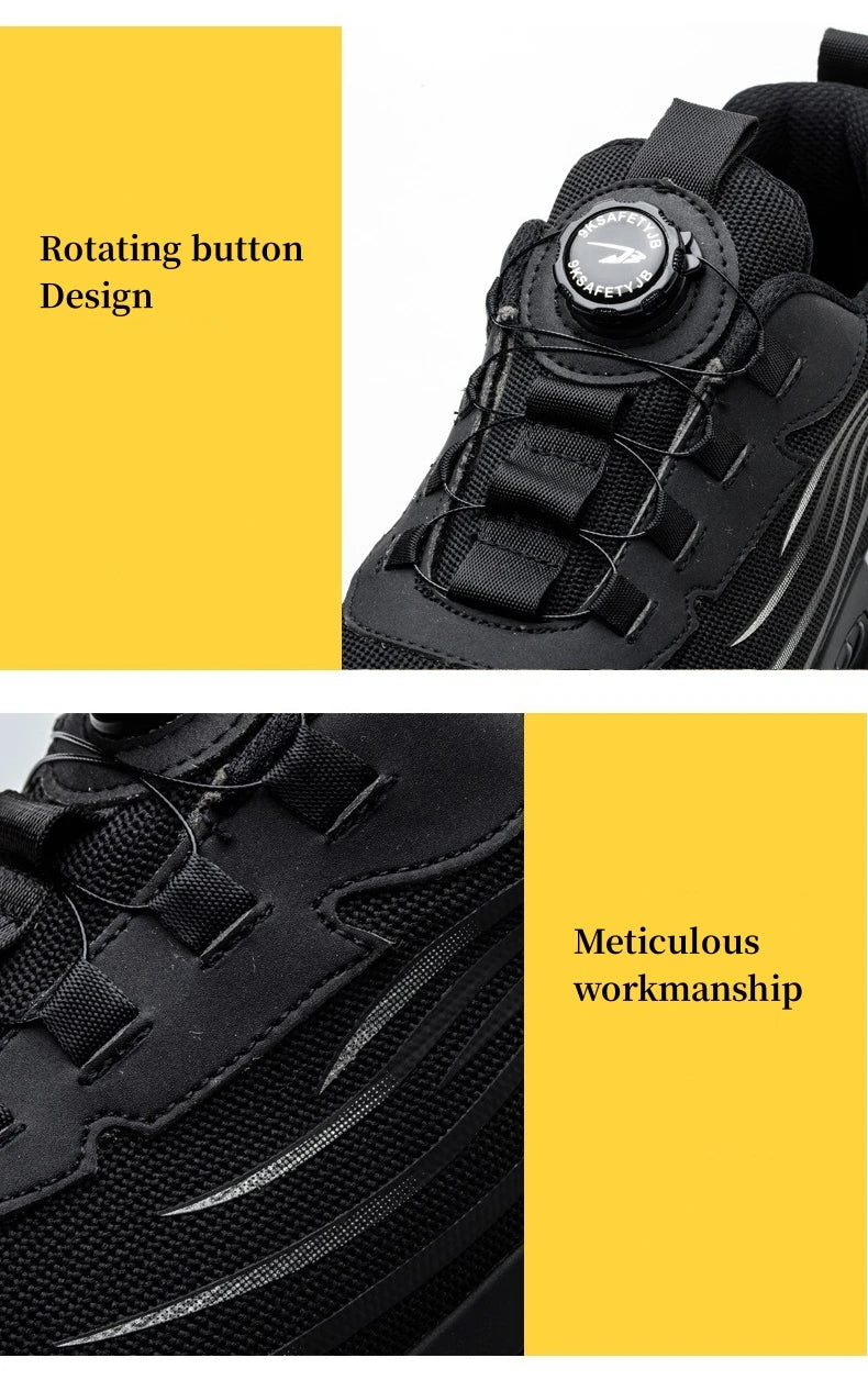 Rotary Buckle Work Sneakers Steel Toe Shoes