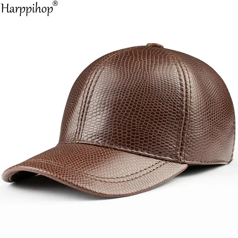 Spring genuine leather baseball cap