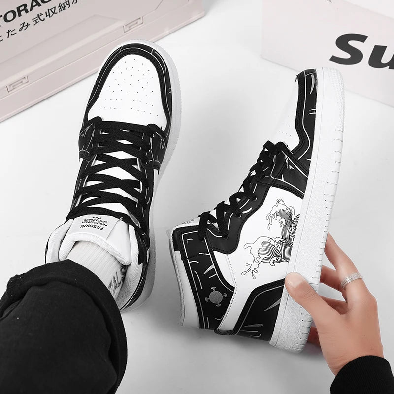 Sneakers Men High-top Flat Leather Shoes
