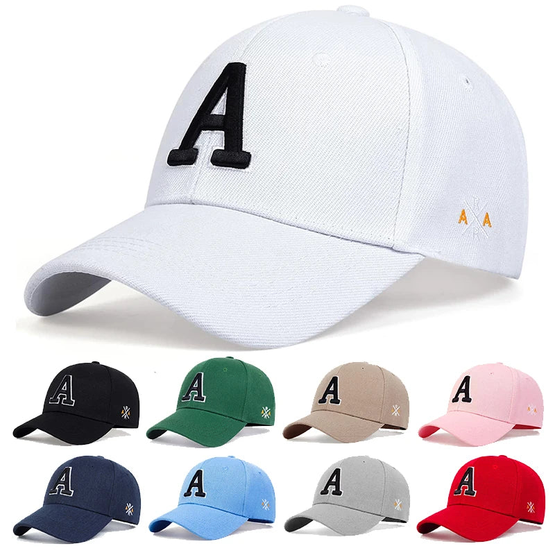 Unisex A Letter Side AR Embroidery Baseball Caps