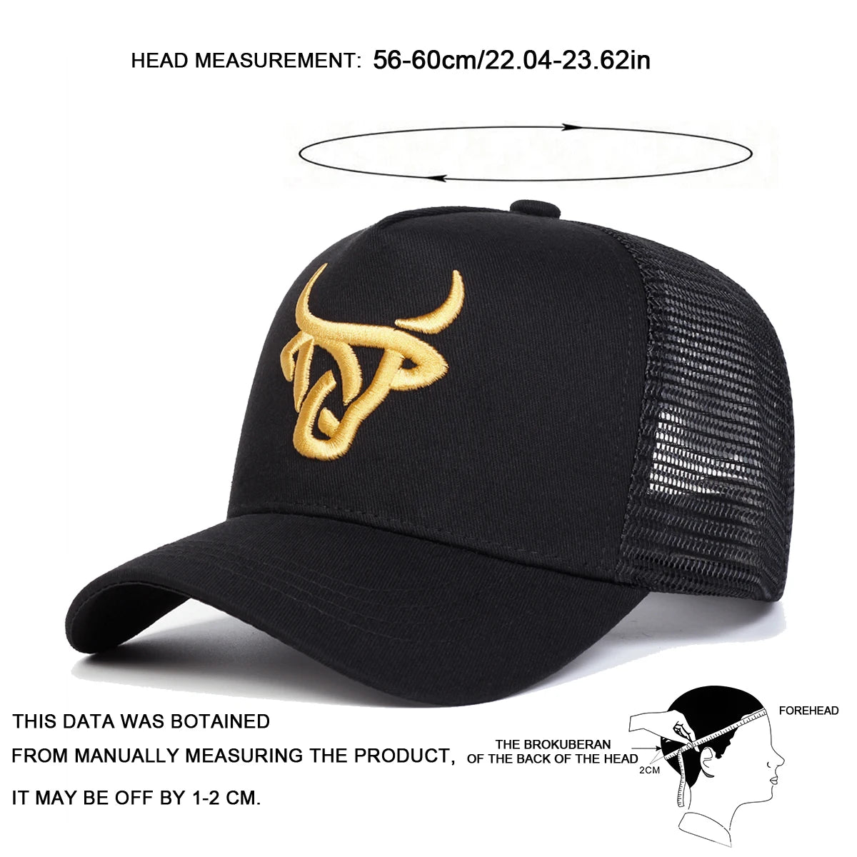 Unisex Ox Head Embroidery Baseball Net Caps