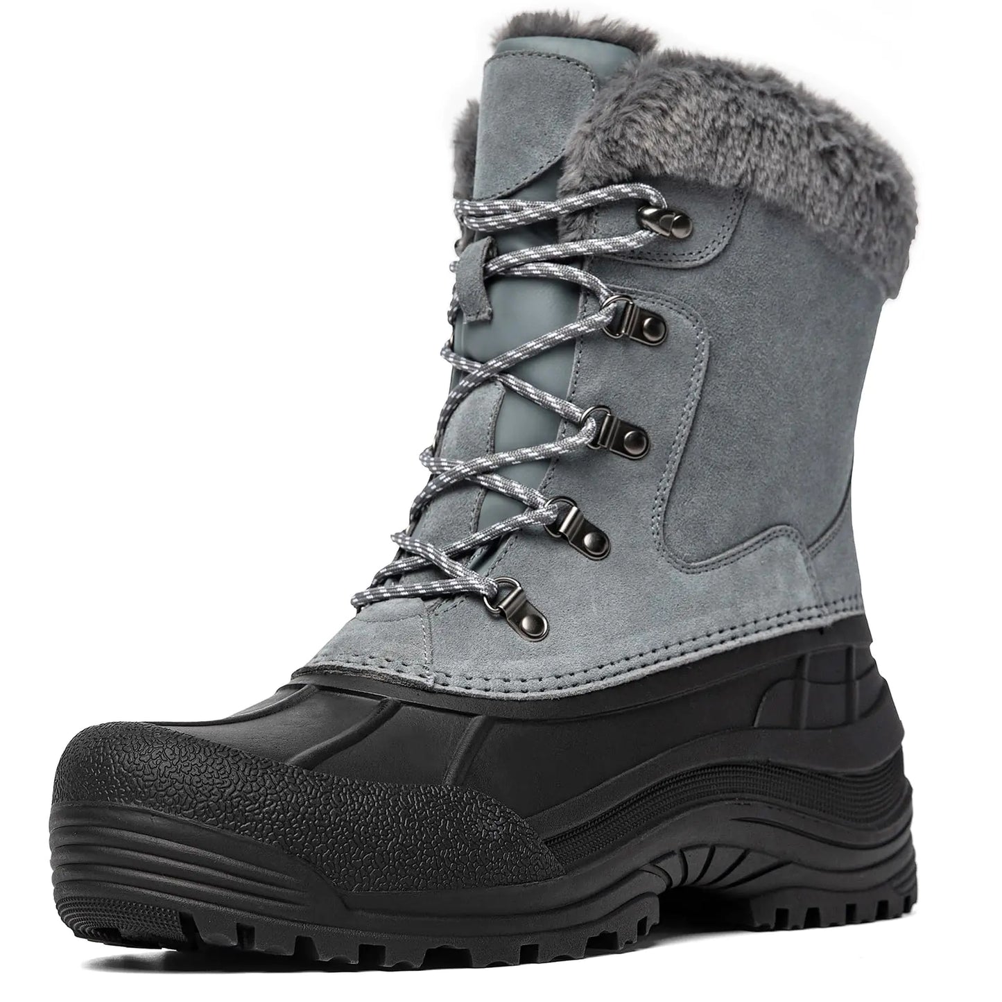 Kelway Mens Winter Boots Snow Boots Waterproof Insulated Winter Shoes for Outdoor Use (Grey Adult Men 9 Numeric US Footwear Size System Medium)